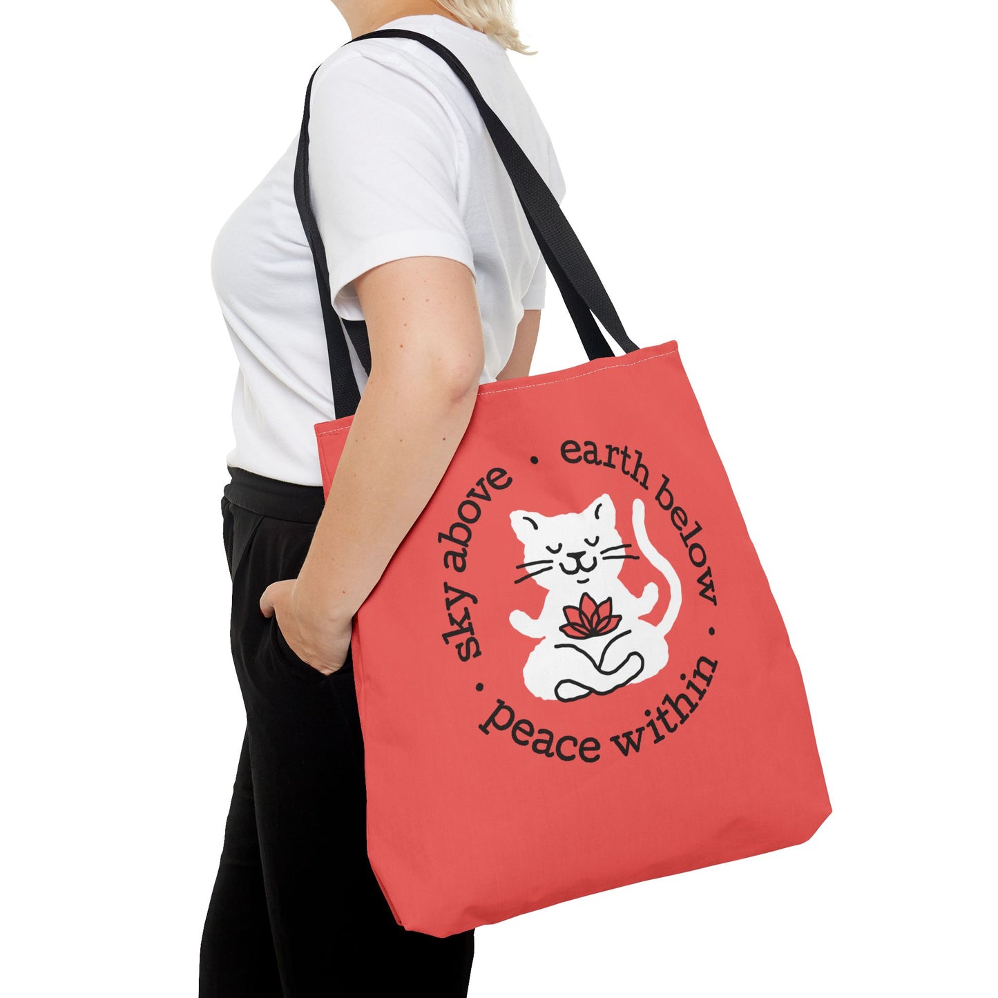 Peace Within Cat Tote - Tomato Red