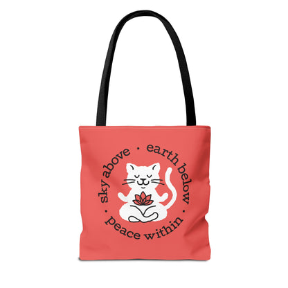 Peace Within Cat Tote - Tomato Red