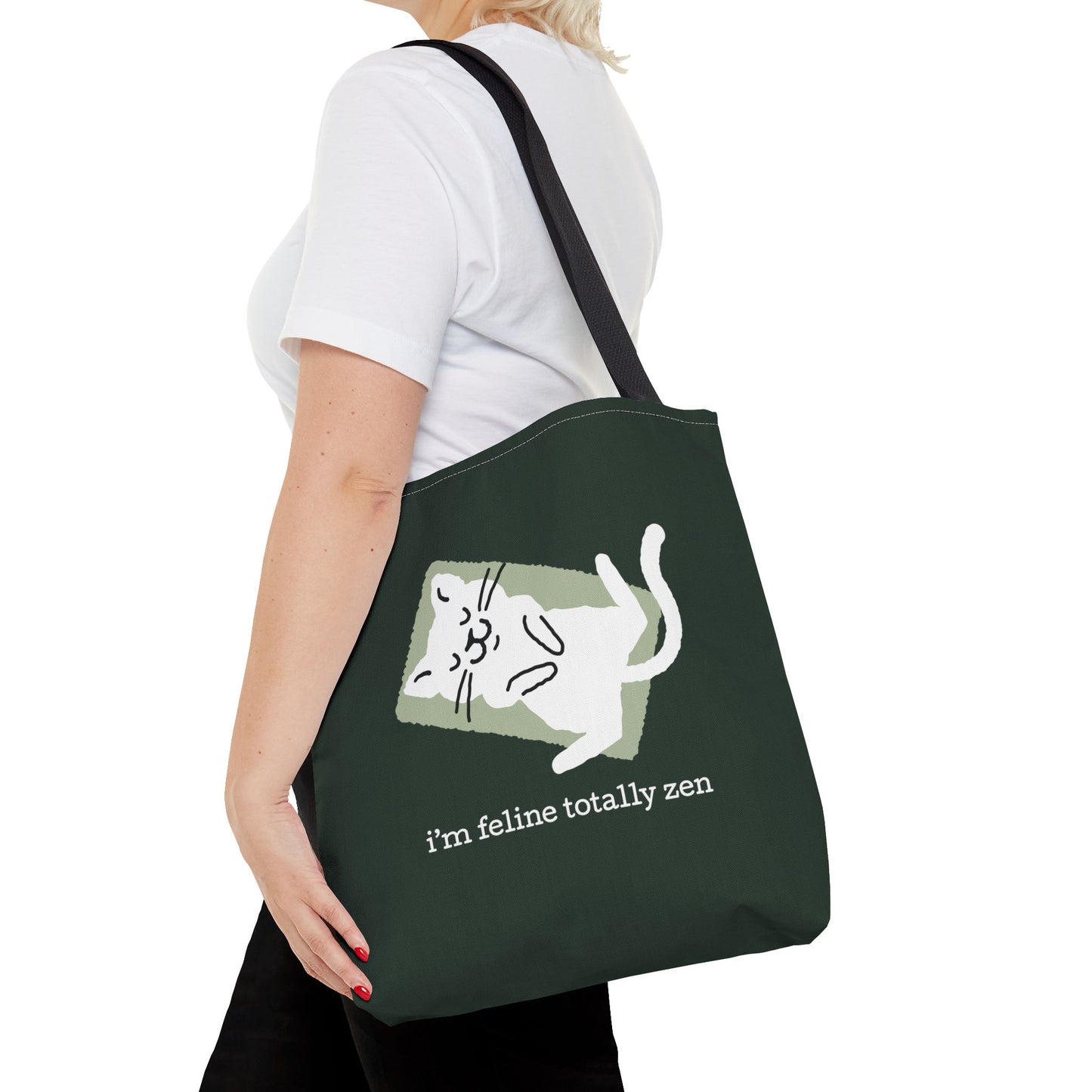 Feline Zen - Tote - Dark Olive