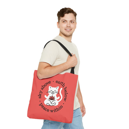 Peace Within Cat Tote - Tomato Red