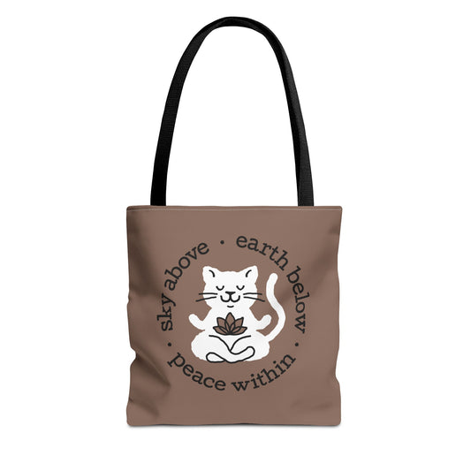 Peace Within Cat Tote - Mocha