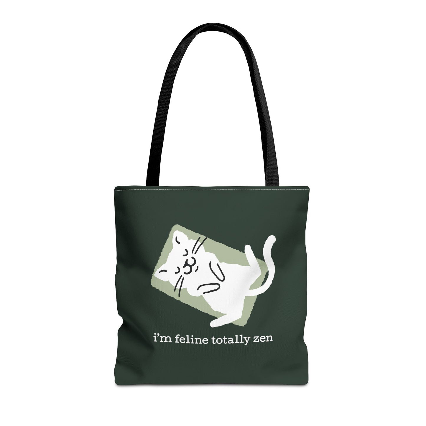Feline Zen - Tote - Dark Olive