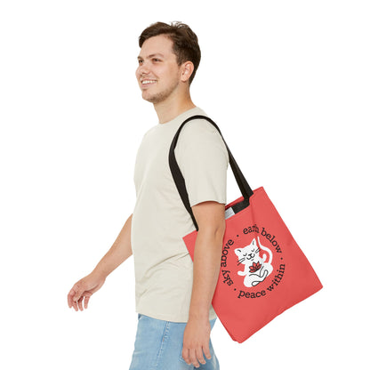 Peace Within Cat Tote - Tomato Red