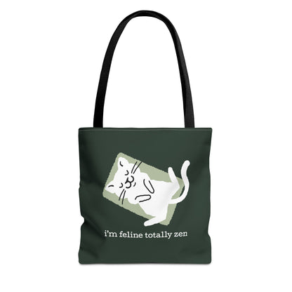 Feline Zen - Tote - Dark Olive
