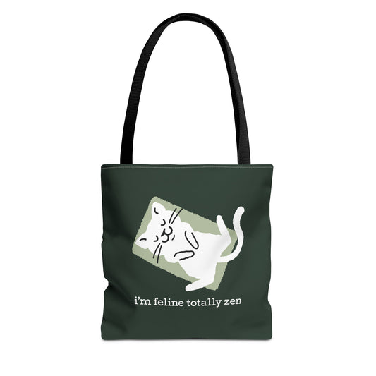 Feline Zen - Tote - Dark Olive