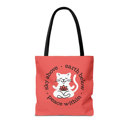 Peace Within Cat Tote - Tomato Red