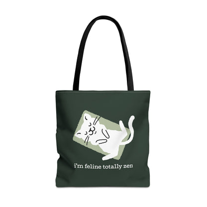 Feline Zen - Tote - Dark Olive