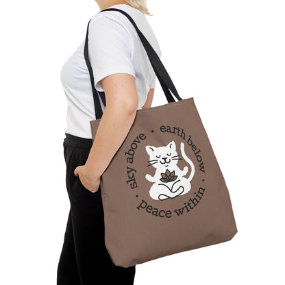 Peace Within Cat Tote - Mocha