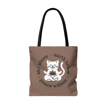 Peace Within Cat Tote - Mocha