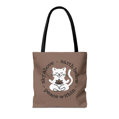 Peace Within Cat Tote - Mocha