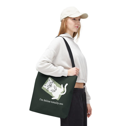 Feline Zen - Tote - Dark Olive