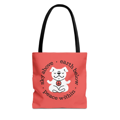 Peace Within Dog – Tote - Tomato Red
