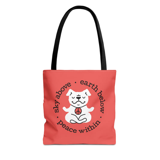 Peace Within Dog – Tote - Tomato Red