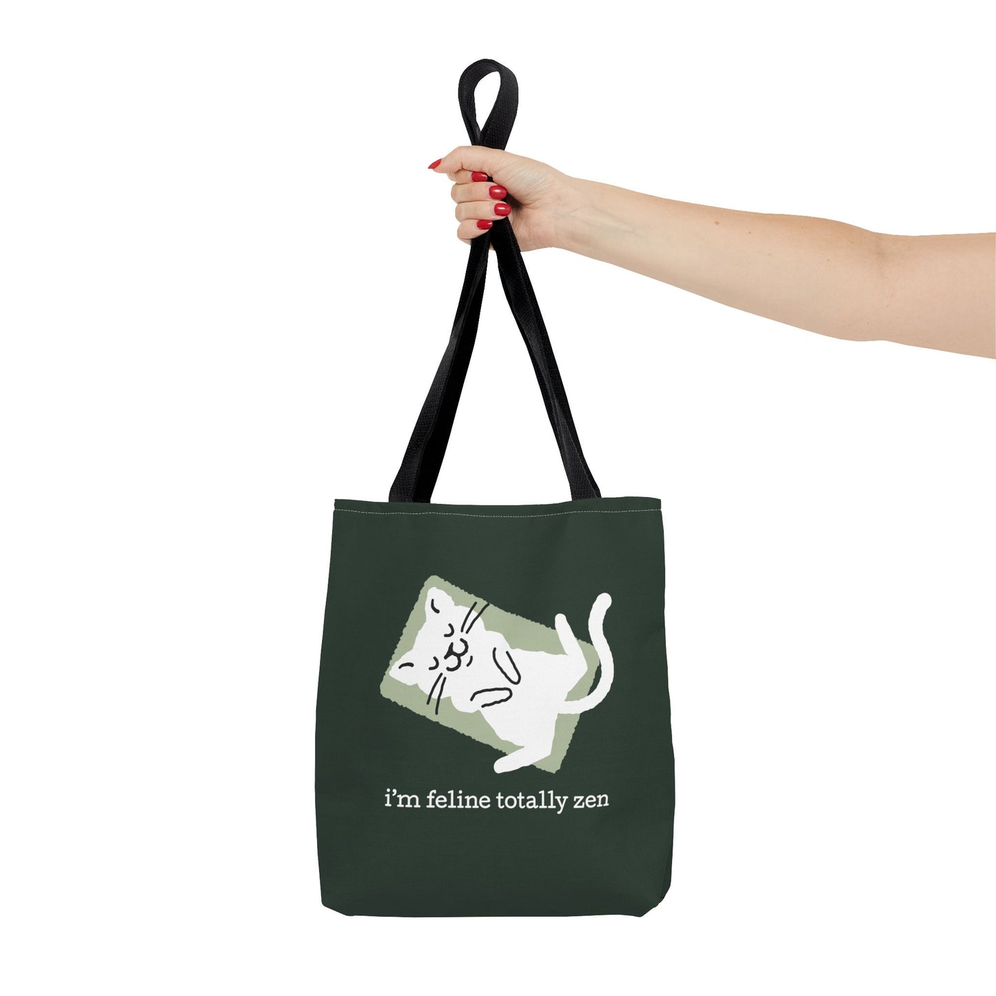 Feline Zen - Tote - Dark Olive