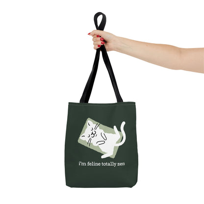 Feline Zen - Tote - Dark Olive
