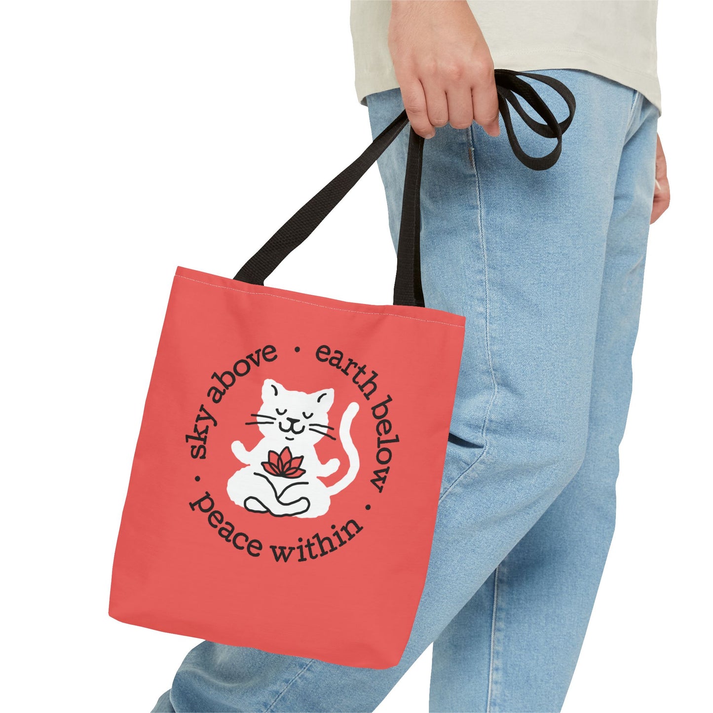 Peace Within Cat Tote - Tomato Red