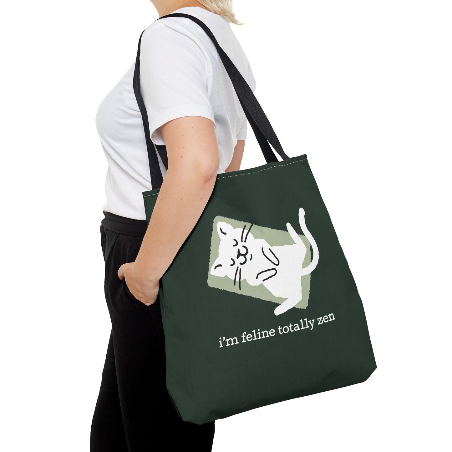 Feline Zen - Tote - Dark Olive