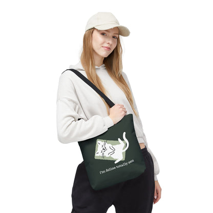 Feline Zen - Tote - Dark Olive