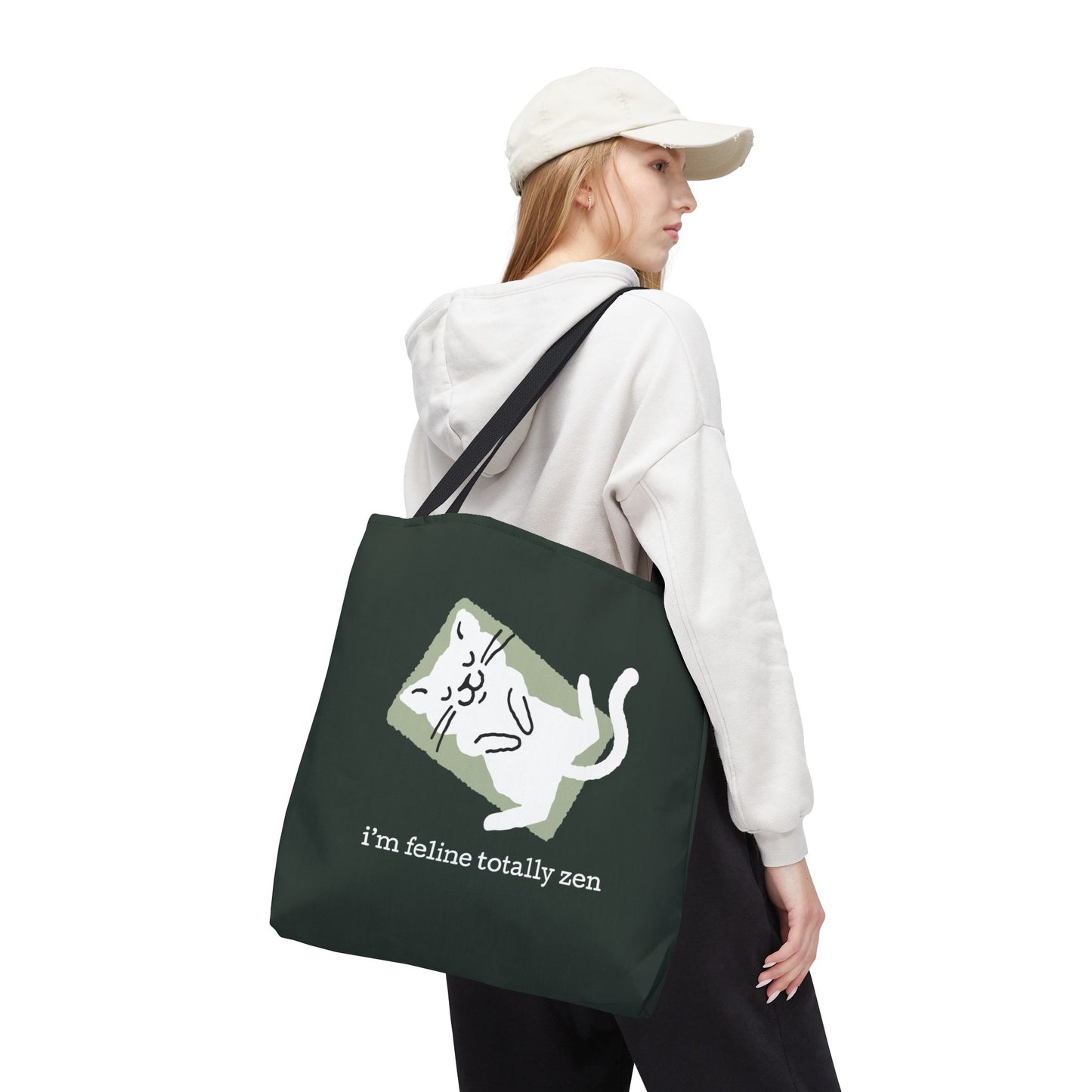 Feline Zen - Tote - Dark Olive